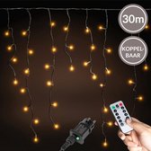 Lichtgordijn - Ijspegelverlichting - LED gordijn - Kerstverlichting - 1500 LED - Met Afstandsbediening - Voor binnen en buiten - 30 meter (3 x 10 m) - Koppelbaar - Warm wit