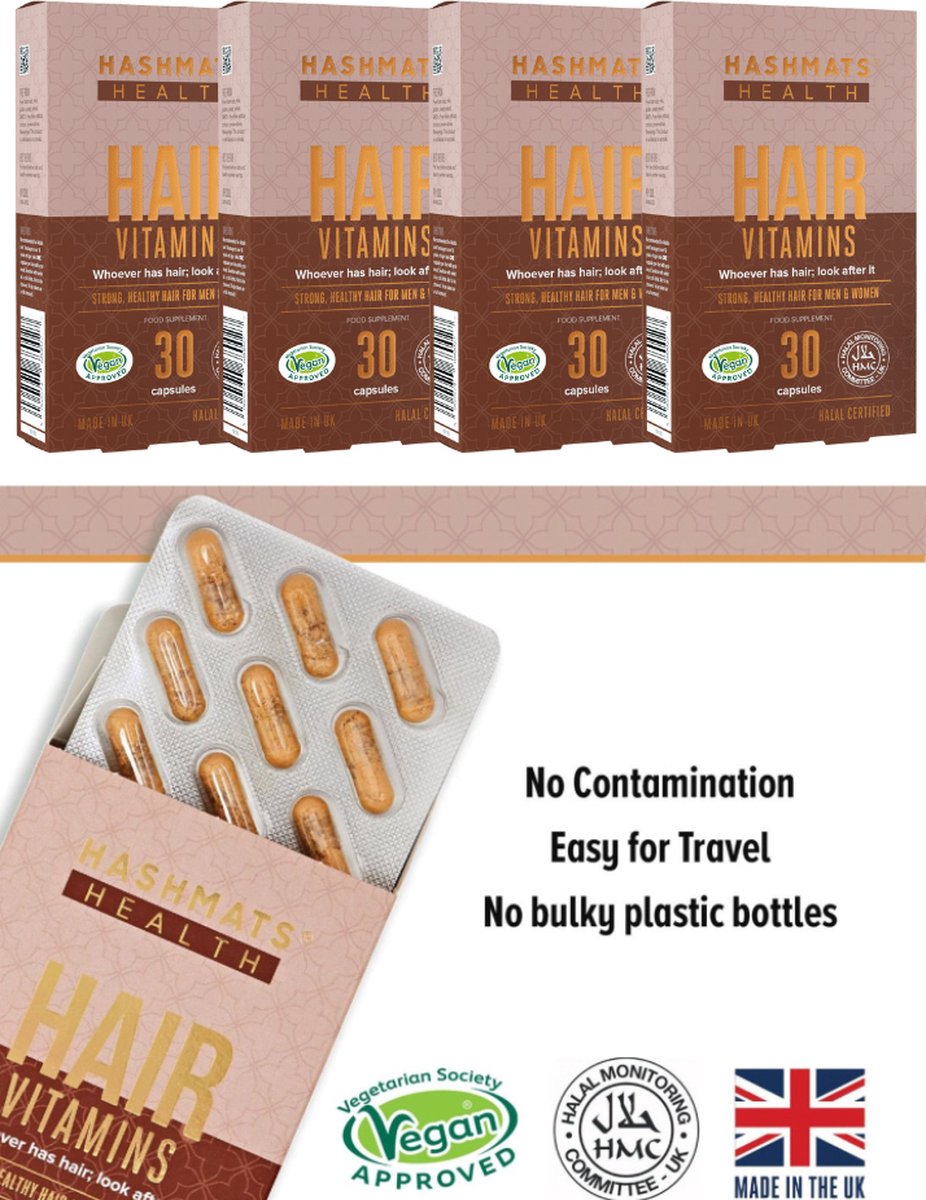 Bundel 4 pak Hair, Skin & Nail Vitamins Vegetarian Halal Certified