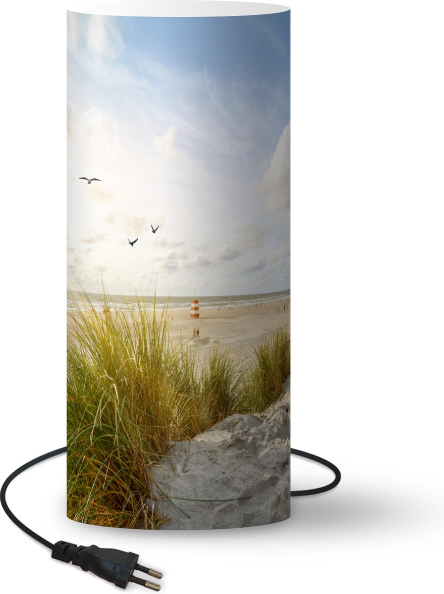 Lamp - Nachtlampje - Tafellamp slaapkamer - Strand - Zee - Vogels - 33 cm hoog - Ø14.3 cm - Inclusief LED lamp