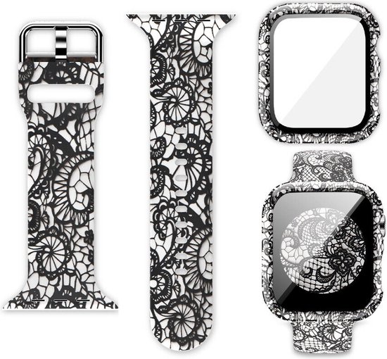 Foto: Strap it bandje case geschikt voor apple watch case series 1 2 3 4 5 6 7 8 se ultra lace bandje en bescherming hoesje iwatch bandje en cover voor maat 42mm