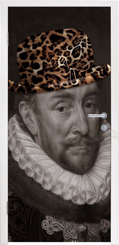 Deursticker Willem van Oranje - Panterprint - Oude meesters - 90x205 cm - Deurposter
