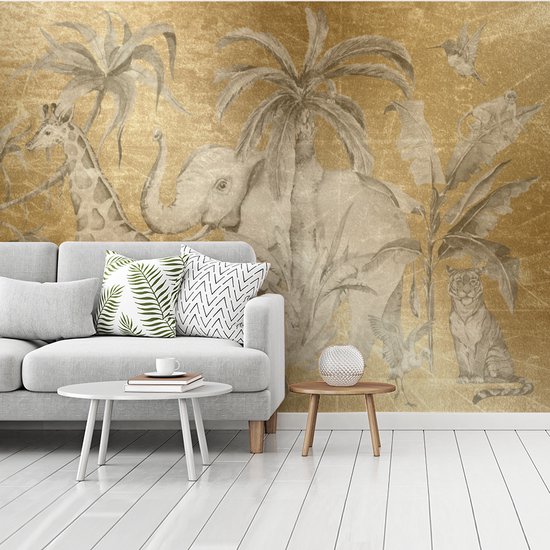 Papier Peint - Papiers Papier peint photo Décoration Jungle - Enfants - Goud - Largeur 375 cm x Hauteur 280 cm