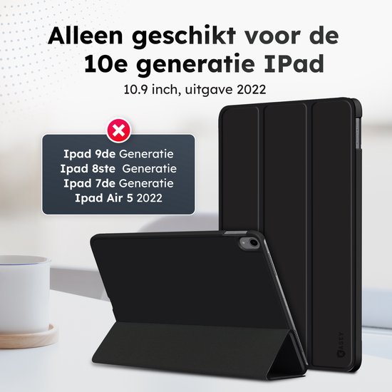 GKABXY Hoes voor iPad (A16) 11e generatie 11 inch 2025, iPad 10e generatie 10,9 inch 2022 met penhouder, Auto Wake/Sleep, Ondersteunt Touch ID, Slanke Trifold Stand Beschermhoes (crèmewit