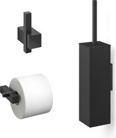Zack Carvo toilet accesoires set 3-in-1 Vierkant Zwart