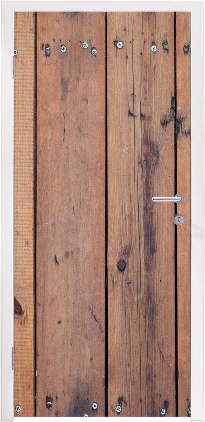 Deursticker Structuur van verweerde planken - 80x215 cm - Deurposter