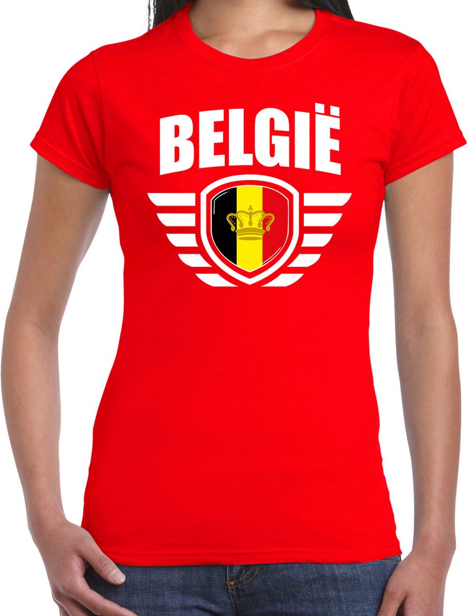 Belgie landen / voetbal t-shirt - rood - dames - voetbal liefhebber XS