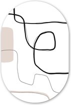 Muurovaal - Kunststof Wanddecoratie - Ovalen Schilderij - Abstract - Pastel - Minimalisme - 80x120 cm - Ovale spiegel vorm op kunststof