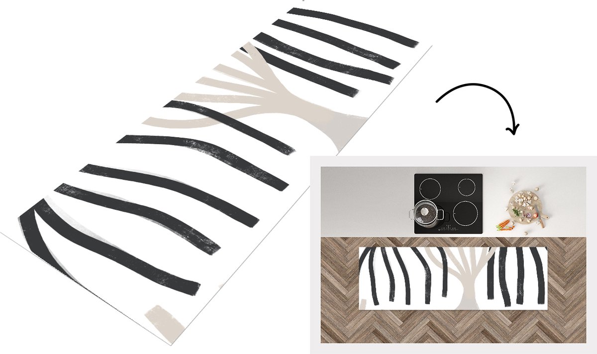 KitchenYeah Keukenloper - Loper keuken - Lijn - Pastel - Abstract - Patronen - 150x50 cm - Keukenloper vinyl Multicolor