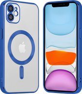 Coverzs telefoonhoesje geschikt voor Apple iPhone 11 Magneet hoesje met camera cover - magnetisch hoesje - blauw
