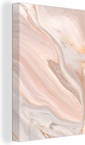Schilderij Abstract - Marmer - Patronen - Roze - 60x90 cm - Muurdecoratie