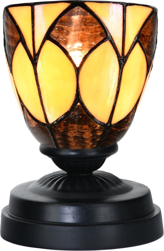 Art Deco Trade - Tiffany lage tafellamp zwart met Parabola Small
