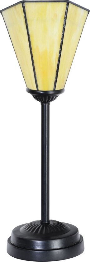 Art Deco Trade - Tiffany slanke tafellamp zwart met Narcissus