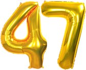 Ballon Feuille Numéro 47 Ans Or Anniversaire Décoration Hélium Numéro Ballons Décoration De Fête Avec Paille - 86cm
