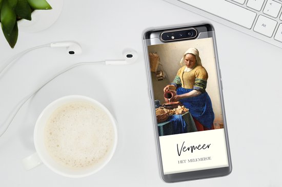 Telefoonhoesje Geschikt voor Samsung Galaxy A80 hoesje - Kunst - Melkmeisje - Vermeer - Siliconen Telefoonhoesje Telefoonhoesje