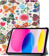 Hoes Geschikt voor iPad 2022 Hoes Tri-fold Tablet Hoesje Case - Hoesje Geschikt voor iPad 10 Hoesje Hardcover Bookcase - Vlinders