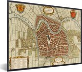 Fotolijst incl. Poster - Stadskaart - Vintage - Haarlem - 80x60 cm - Posterlijst - Plattegrond