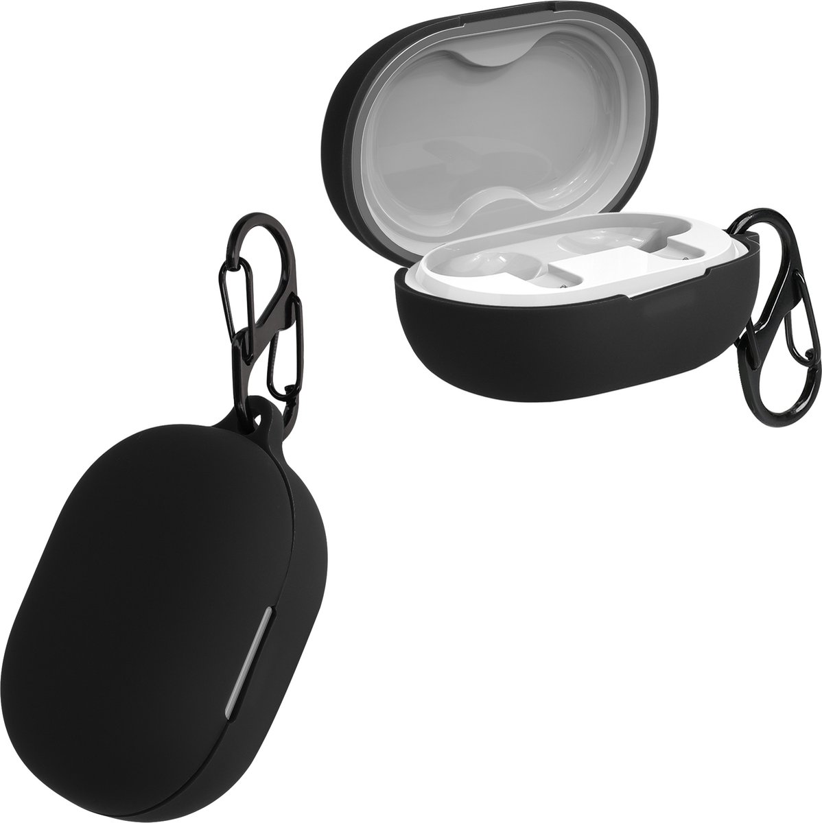 kwmobile cover voor oordopjes case - Compatibel met SoundPEATS H2 - Trendy beschermhoes draadloze oordopjes in zwart