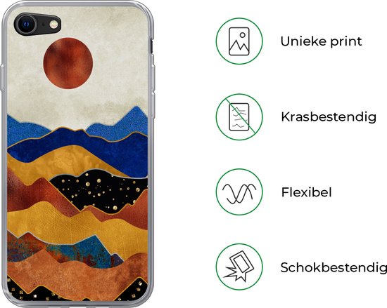 Coque iPhone SE 2020 - Or - Bronze - Blauw - Coque de téléphone en Siliconen