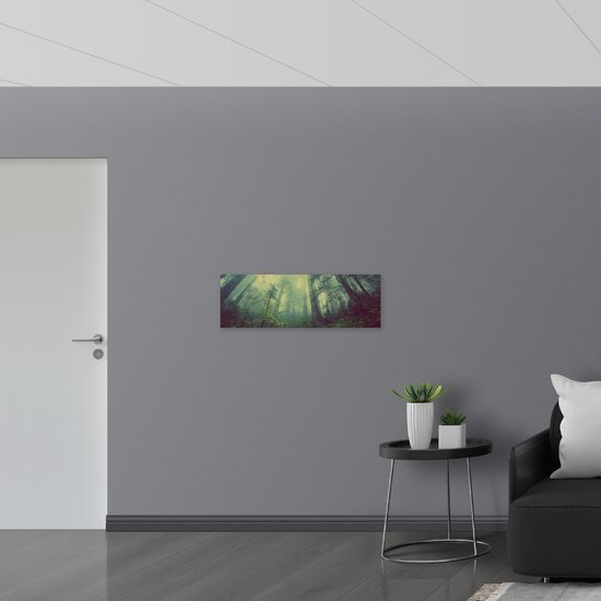 WallClassics - Panneau en mousse PVC - Brouillard entre les Arbres - Photo 90x30 cm sur panneau en mousse PVC