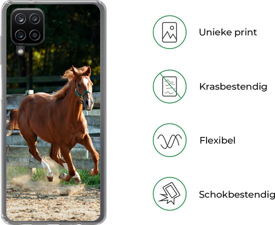 Telefoonhoesje Geschikt voor Samsung Galaxy A12 hoesje - Paard - Licht - Zand - Siliconen Telefoonhoesje Telefoonhoesje