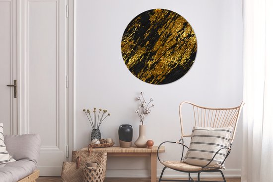 Cercle mural - Aluminium - Marbre - Or - Glitter - Zwart - ⌀ 90 cm