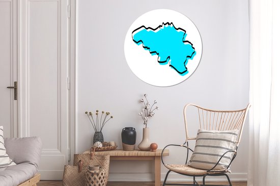 Illustration de la België en bleu Cercle mural aluminium ⌀ 90 cm - impression photo sur cercle mural / cercle vivant / cercle de jardin (décoration murale)