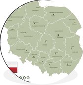 WallCircle - Wandcirkel - Muurcirkel - Illustratie van een gedetailleerde kaart van Polen - Aluminium - Dibond - ⌀ 30 cm - Binnen en Buiten