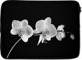 Housse pour ordinateur portable 13 pouces - Orchidée - Fleurs - Zwart - Rose - Boutons - Housse pour ordinateur portable - Dimensions intérieures 32x22,5 cm
