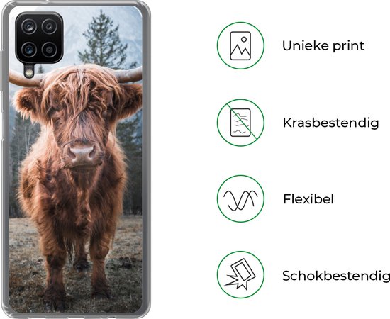 Coque Samsung Galaxy A12 - Highlander écossais - Vache - Animaux - Berg - Nature - Coque de téléphone en Siliconen