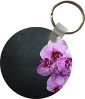 Sleutelhanger - Orchidee - Bloemen - Roze - Flora - Plastic - Rond - Uitdeelcadeautjes