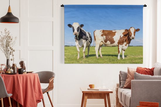 Tapisserie - Toile murale - Vaches - Ferme - Herbe - Nature - Animaux - 180x135 cm - Tapisserie