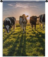 Tapisserie - Toile murale - Vaches - Soleil - Herbe - Animaux - Ferme - 60x80 cm - Tapisserie
