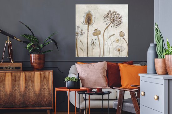 Stickers muraux - Sticker Foil - Fleurs - Aquarelle - Nature Morte - Marron - Vintage - 80x80 cm - Film Adhésif - Stickers muraux Muraux Chambre Enfant - Papier Peint Auto Adhésif