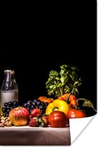 Poster Stilleven - Eten - Drinken - Fruit - Zwart - 60x90 cm