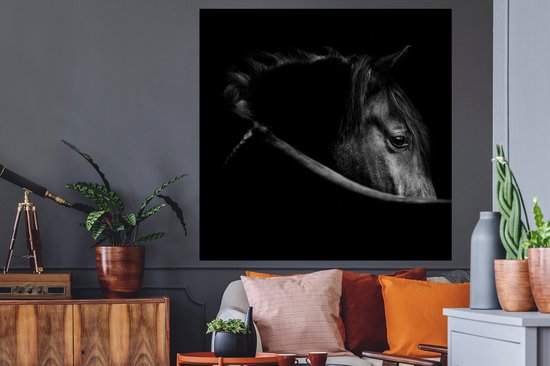 Stickers muraux - Sticker Feuille - Paarden - Portrait - Zwart - Animaux - 120x120 cm - Feuille Adhésive - Stickers muraux Chambre Enfant - Papier Peint Auto Adhésif XXL