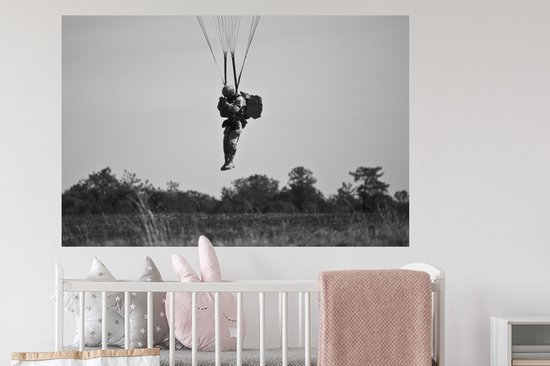 Stickers muraux - Film autocollant - Amérique - Zwart - Wit - Parachute - 120x80 cm - Film adhésif - Stickers muraux chambre d'enfant - Papier peint autocollant - Papier peint autocollant - Film autocollant