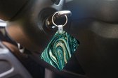 Sleutelhanger - Marmer printlook - Luxe - Goud - Turquoise - Glitter - Uitdeelcadeautjes - Plastic