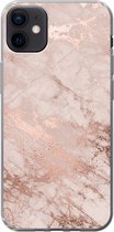 Geschikt voor iPhone 12 mini hoesje - Marmer print - Roze - Luxe - Marmer printlook - Glitter - Design - Siliconen Telefoonhoesje