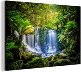 Wanddecoratie Metaal - Aluminium Schilderij Industrieel - Jungle - Waterval - Australië - Planten - Natuur - 180x120 cm - Dibond - Foto op aluminium - Industriële muurdecoratie - Voor de woonkamer/slaapkamer