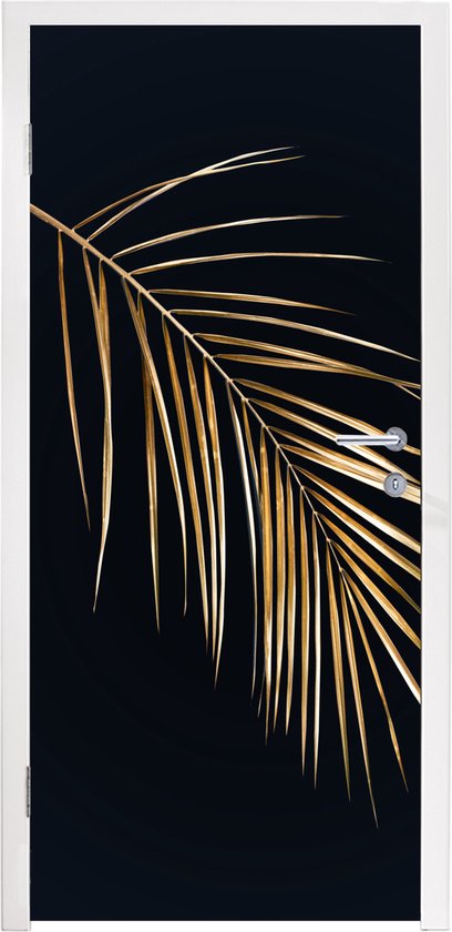 Deursticker Planten - Goud - Zwart - Bladeren - Luxe - 90x205 cm - Deurposter