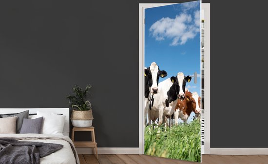 Sticker pour porte Vaches - Campagne - Pâturage - Nature - Animaux - 75x205 cm - Affiche de porte