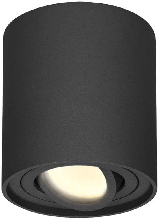 Dimbare LED Opbouwspot plafond Ray Zwart incl. GU10 spot 5W 2700K IP20 kantelbaar Rond