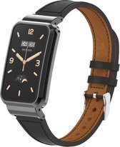 Leer Smartwatch bandje - Geschikt voor Xiaomi Smart Band 7 Pro leren bandje - zwart - Strap-it Horlogeband / Polsband / Armband