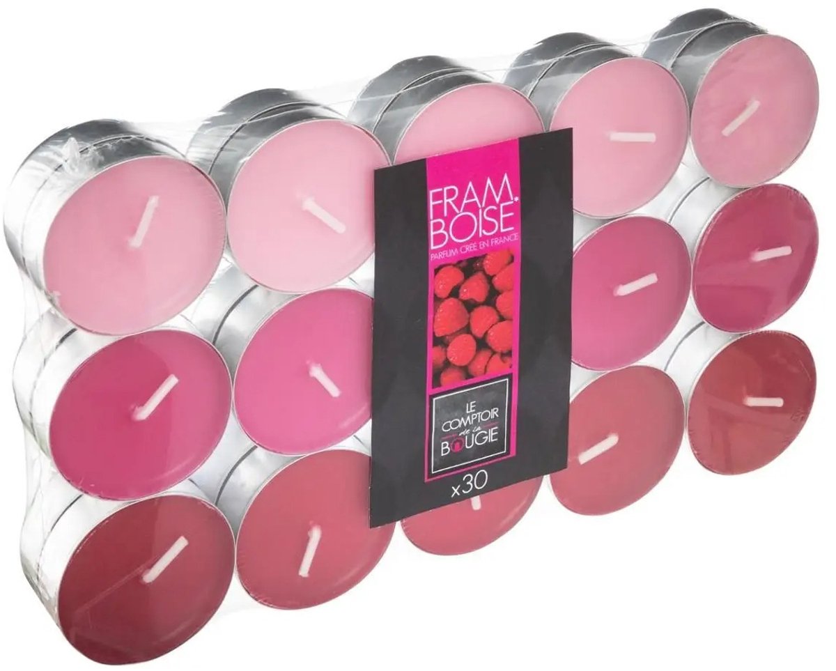 Atmosphera Geurkaars waxine/theelichtjes - 30x stuks - Framboos - 3,5 branduren Fuchsia