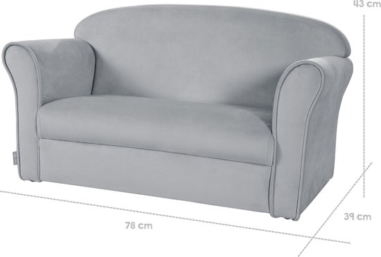 Roba Banc Enfant Lil Canapé Junior 38 X 78 X 43 Cm Velours Grijs
