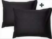 Set van 2 zwarte (donkere kleur) kussenslopen (kussensloop / kussenshoes) KATOEN voor standaard hoofdkussen van 60 x 70 cm (beddengoed op het bed, cadeau idee!)