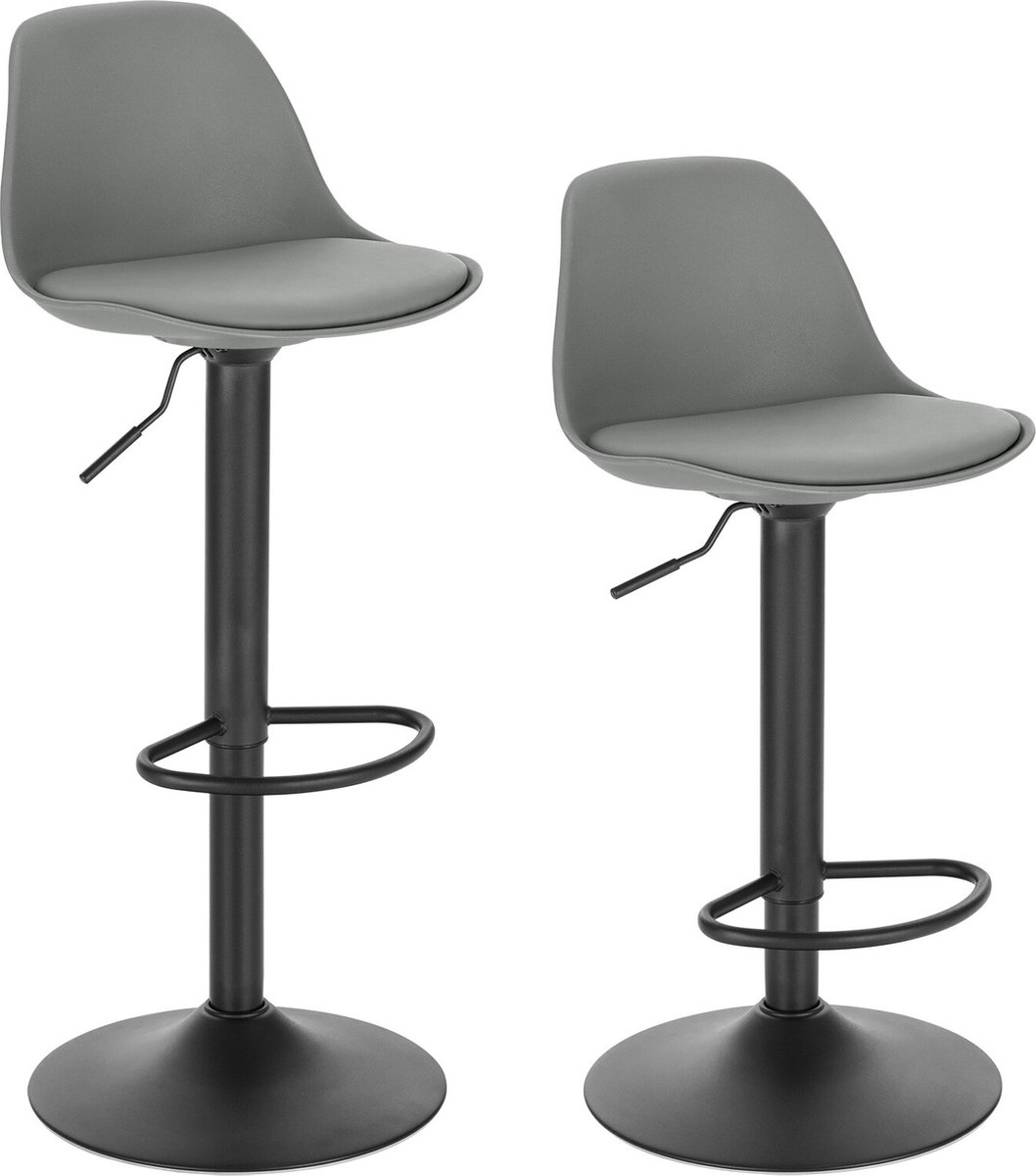 chairus Set van 2 PU lederen barkrukken keuken aanrechtkrukken met rotan rug armloze eilanden barstoelen woonkamer (zwart