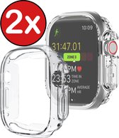 Siliconen Hoes Geschikt voor Apple Watch Ultra Hoesje Cover Case - Hoesje Geschikt voor Apple Watch Ultra (49 mm) Hoes Siliconen Case - Transparant - 2 PACK