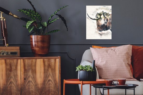 Affiche Scottish Highlander - Fleurs - Journal - 30x40 cm