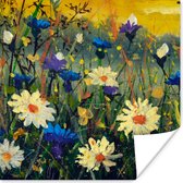 Poster Schilderij - Olieverf - Natuur - Bloemen - 50x50 cm